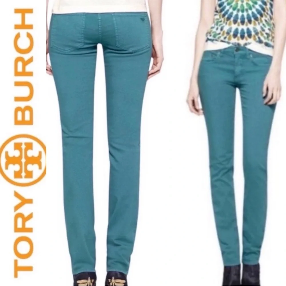 Tory Burch Green‎ Denim Ivy Super Skinny Jeans